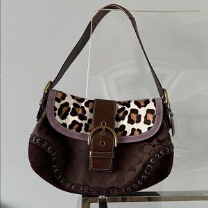 Coach Brown and Leopard Shoulder Bag